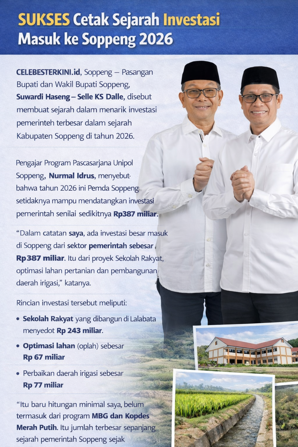 Sejarah Investasi Soppeng di Tangan SUKSES